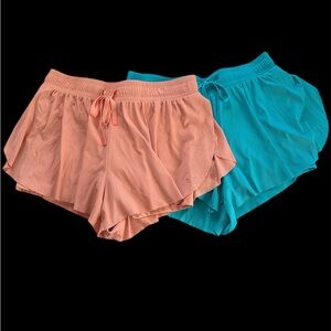 JOYLAB Set of 2 Flowy Shorts double layered Blue Peach Women’s Size Medium